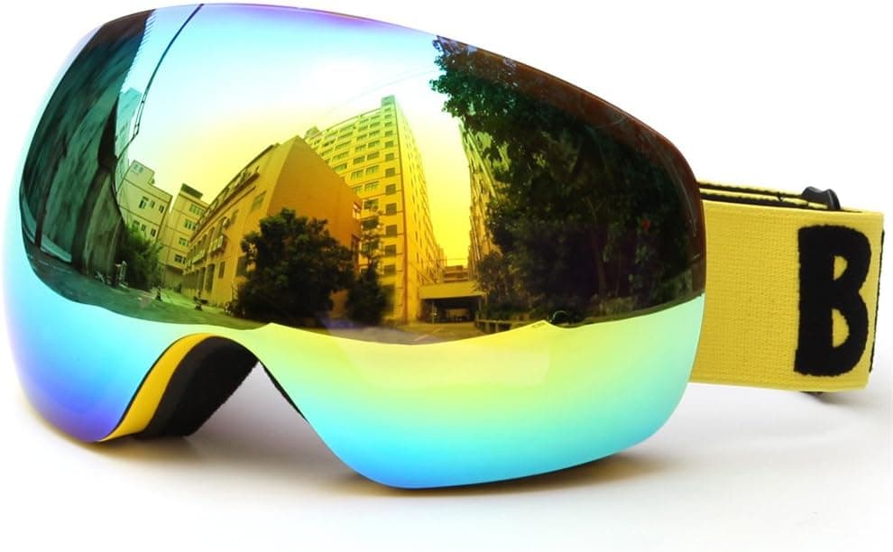 benice Fashion Performance Ski Snowboard Goggles -PRO Frameless Spherical,100% UV400 Full Protection, Anti-Fog Interchangeable REVO Mirror Lenses for Men & Women