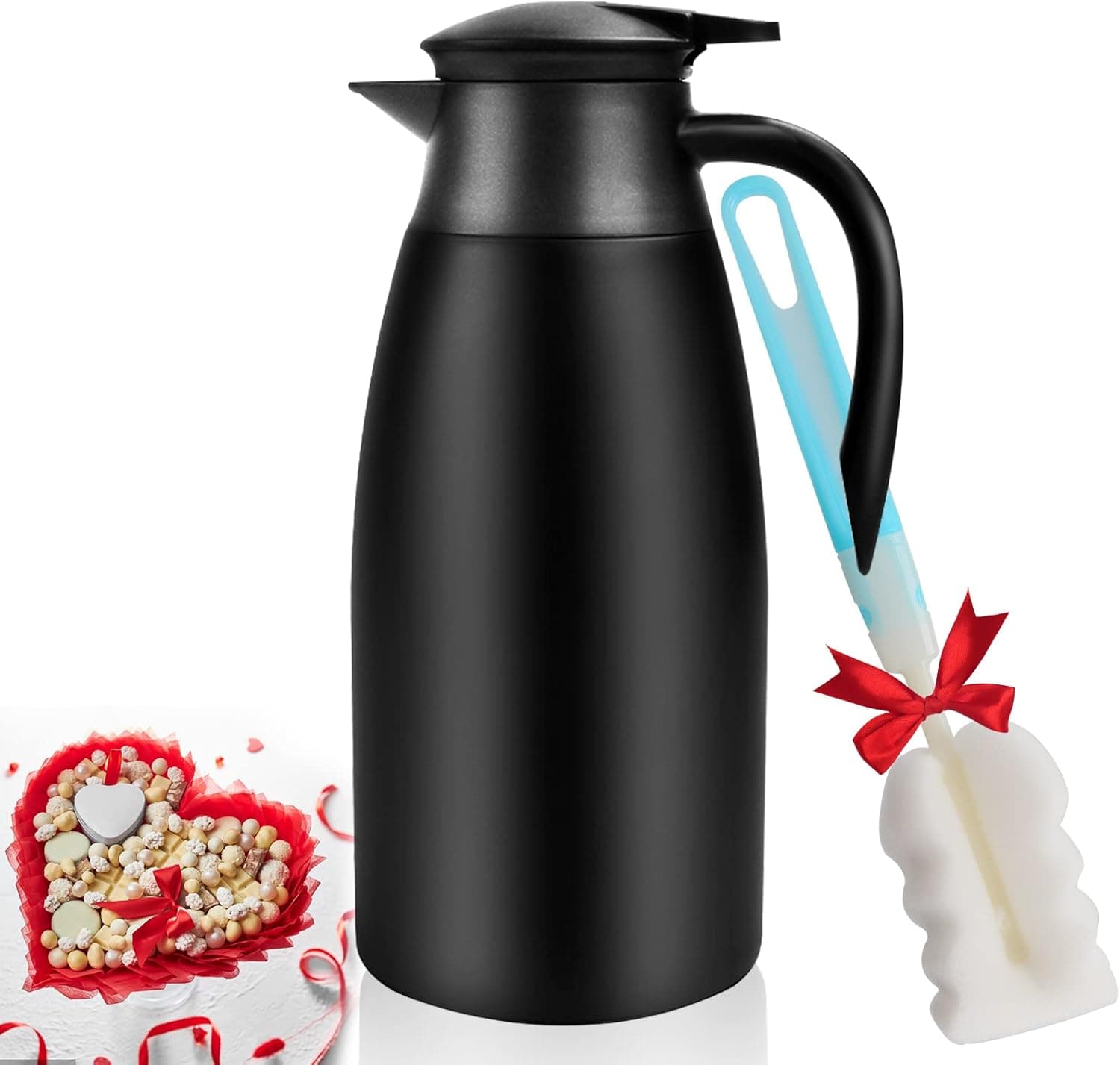 68Oz Stainless Steel Thermal Coffee Carafe with Lid/Double Walled Vacuum Thermos/Coffee Dispenser Keeping Hot Coffer, Water, Tea, Hot Beverage -For 12 Hours, 24 Hours Cold (Gift of St. Patrick's Day)