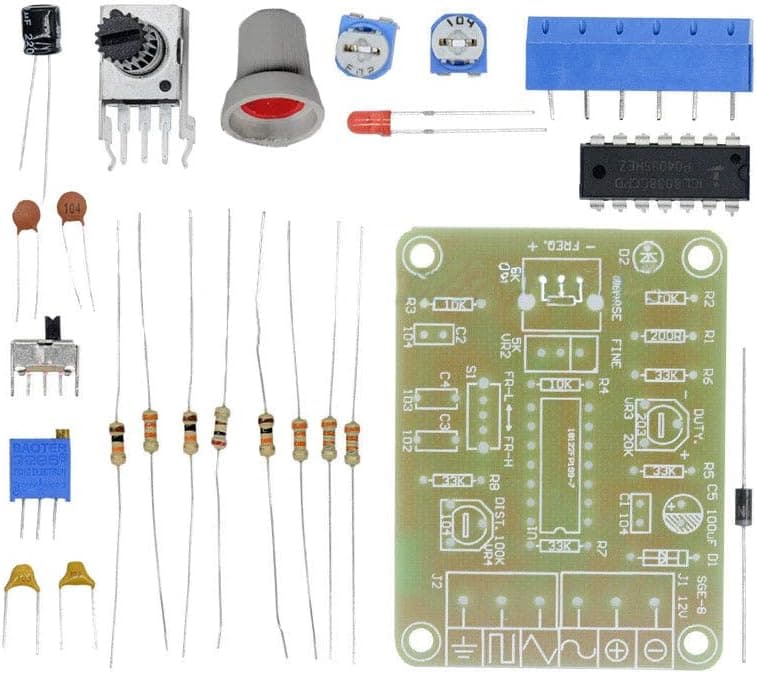 Ximimark 1Set ICL8038 Monolithic Function Waveform Signal Generator Module DIY Kit Electronic Training Spare Part Sine Square Triangle Wave Output 50Hz-7KHz Adjustable Frequency