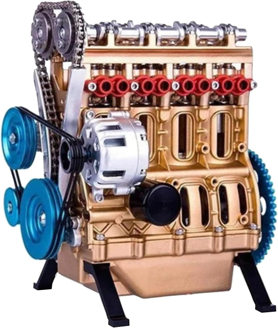 QAQuu Engine Model Desktop Engine 8 Cylinder Car Engine Model Building Kit Adult Mini DIY Engine Model Toy Monkey Statue