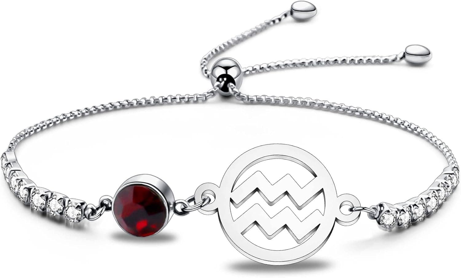 CWXLGH 12 Constellation Bracelet Zodiac Sign and Birthstone Charm Bracelet Zodiac Sign Bracelet CZ Astrology Jewelry Zodiac Gift