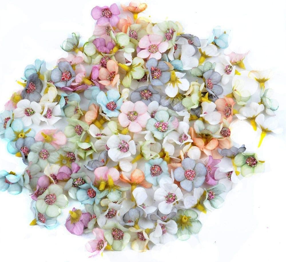 LABAICAI Set of 100 Silk Rose Flower Heads Bulk Flowers, Fake Flowers Flore Garlands for Scrapbooking Embellishments Graduation Cap Decor Mini Daisy Flower in Bulk Wholesale Clearance