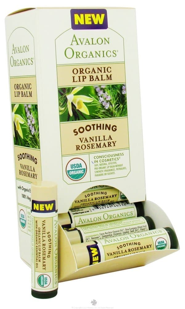Avalon Organics Soothing Organic Rosemary Lip Balm Vanilla - 0.15 Ounce, 6 Pack