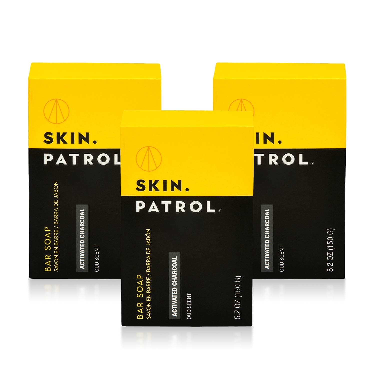 Skin Patrol Activated Charcoal Soap Bar - Sulfate-Free, Paraben-Free - Pack of 3