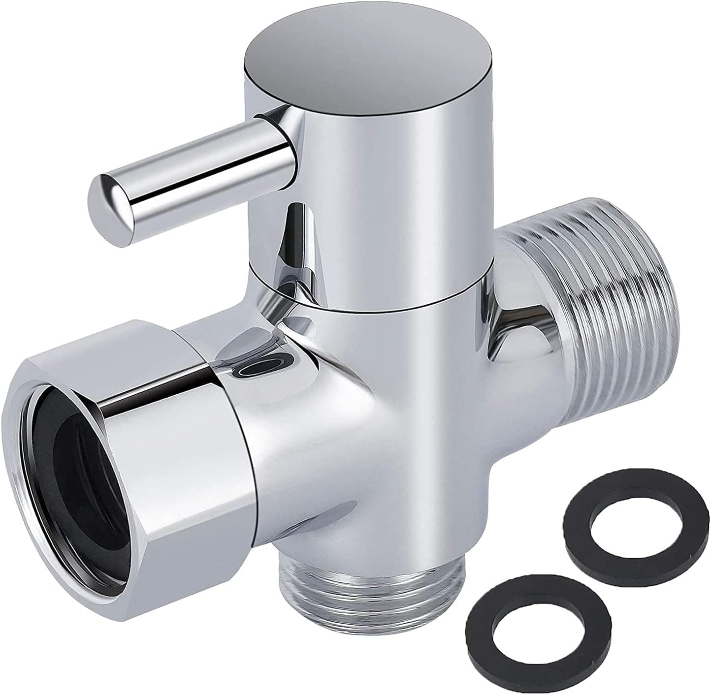 LikeHome Brass T-Adapter for Bidet Sprayer for Toilet with Shut-off Valve Water Flow Control Valves 3-way Tee Connector for Handheld Bidet7/8 1/2 T-Valve Adapter for Bidet