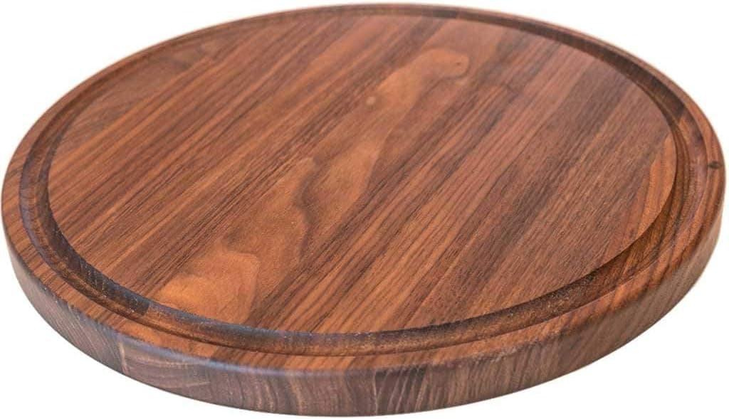 Made in USA Walnut Cutting Board by Virginia Boys Kitchens - Butcher Block made from Sustainable Hardwood (Round - 10.5)