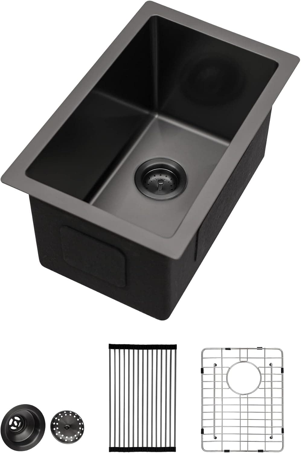 Lordear 10"x18" Undermount Bar Prep Sink Gunmetal Black Stainless Steel Kitchen Sink