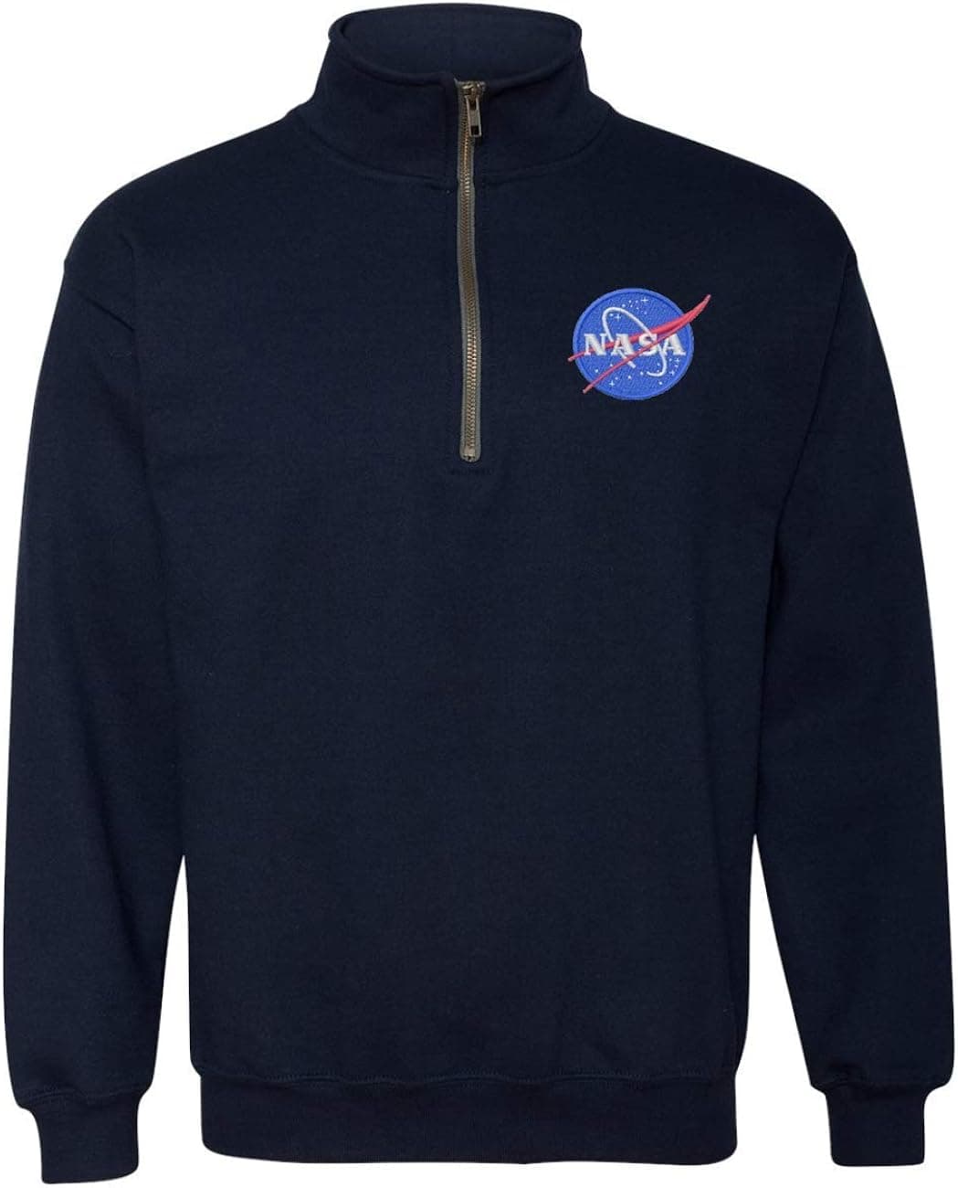 ALLNTRENDS Adult Zip Collar Sweatshirt Nasa Embroidered Space Top