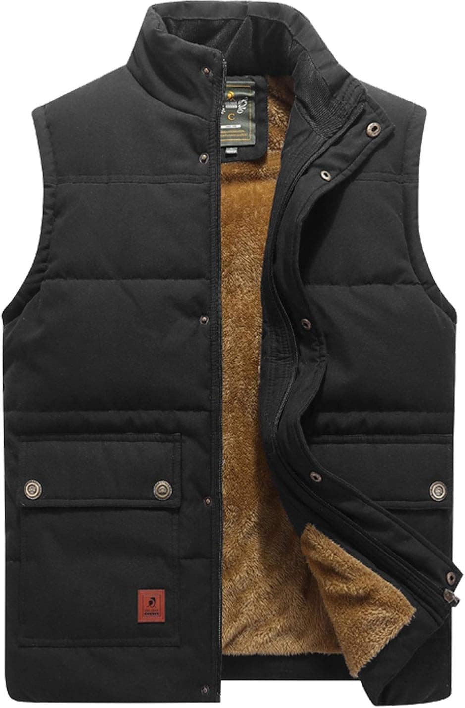 Flygo Men's Winter Warm Outdoor Padded Puffer Vest Thick Fleece Lined Sleeveless Jacket