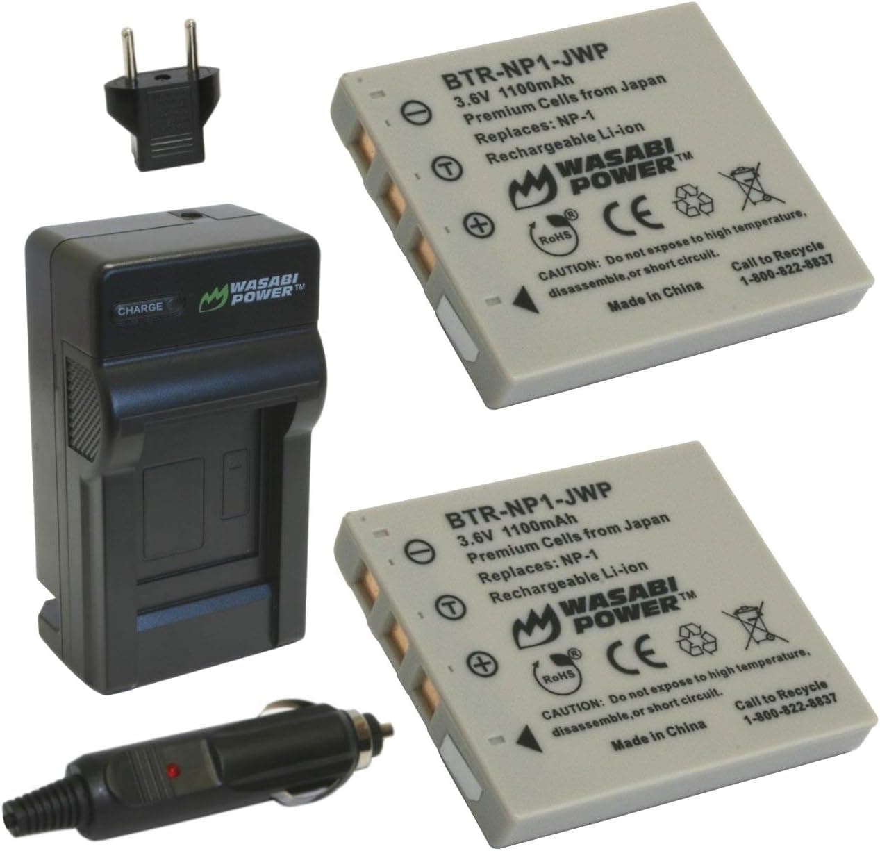 Wasabi Power Battery (2-Pack) and Charger for Konica Minolta NP-1 and Konica Minolta DiMAGE X1