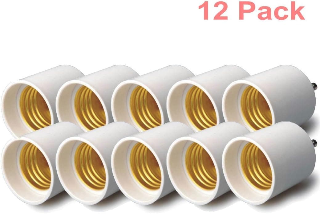 GYBest 12-Pack GU24 to E26 Adapters - Converts (GU24) to (E26/E27) - Christmas Promotion