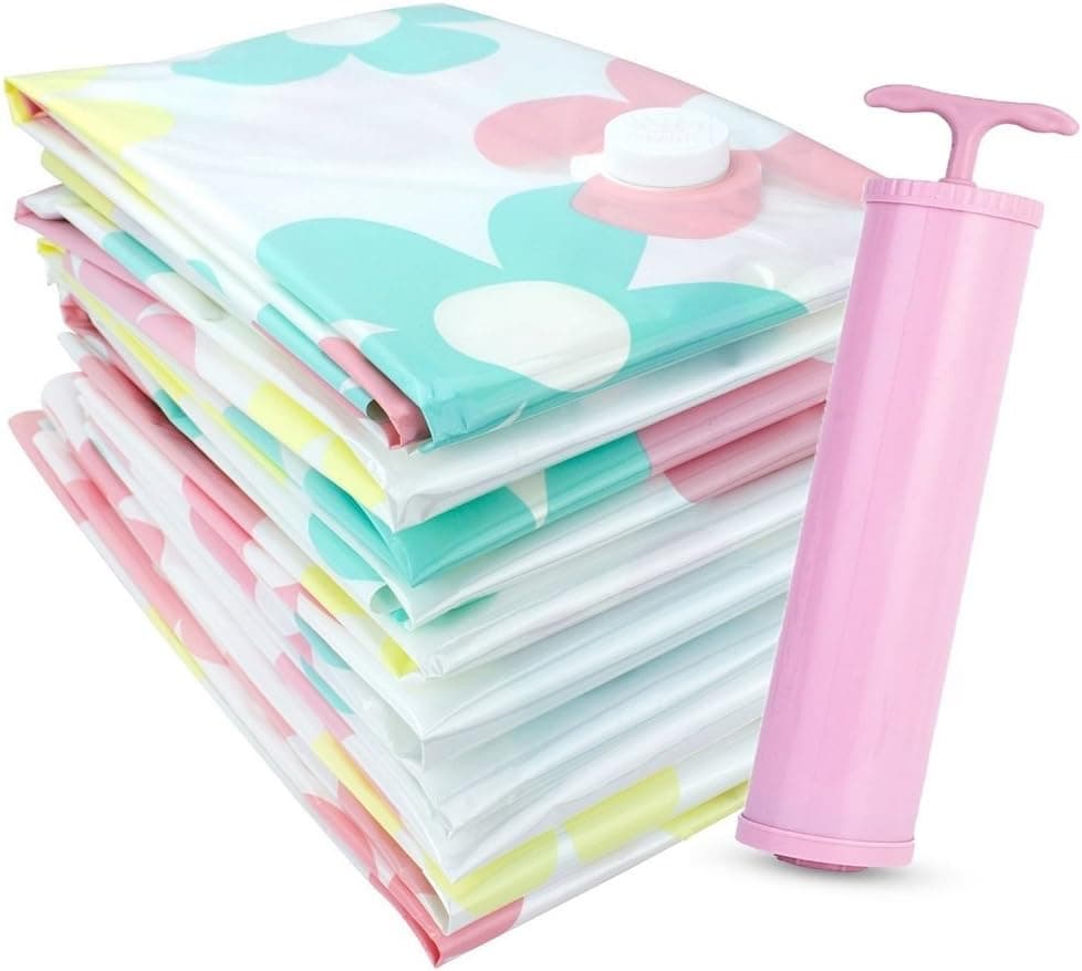 Ysiop 10 Pack Storage Space Saver Bags Double Zip Seal Jumbo Compressed Vacuum Bags with FREE Hand Pump