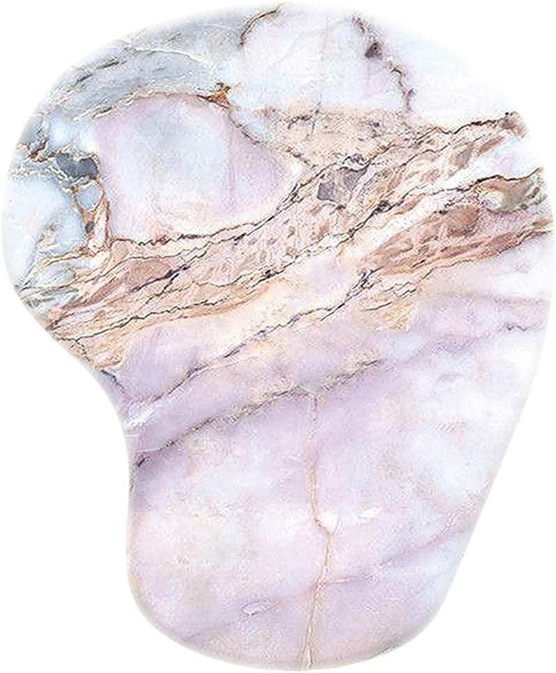 Non Slip Rubber Mouse Pad Beautiful Pattern Desktop 9in X7.5in Small Size Computer PC Mouse Mat with Wrist Protection (Marble Pink Wrist)