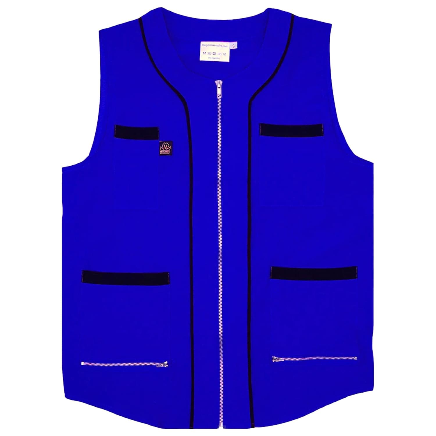 King Midas Professional Hair Barber Vest - Ultra Lightweight Mens Hair Cutting Vest - One Way Zipper Vest 4 Count Large Pocket for Barber Tools (2X, Blue)