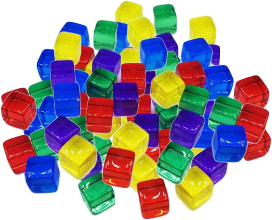 Baoblaze 100 Pcs/Set Six Sided 10mm Acrylic Transparent Cube Round Corner Dice Portable Table Playing Games - Multicolor