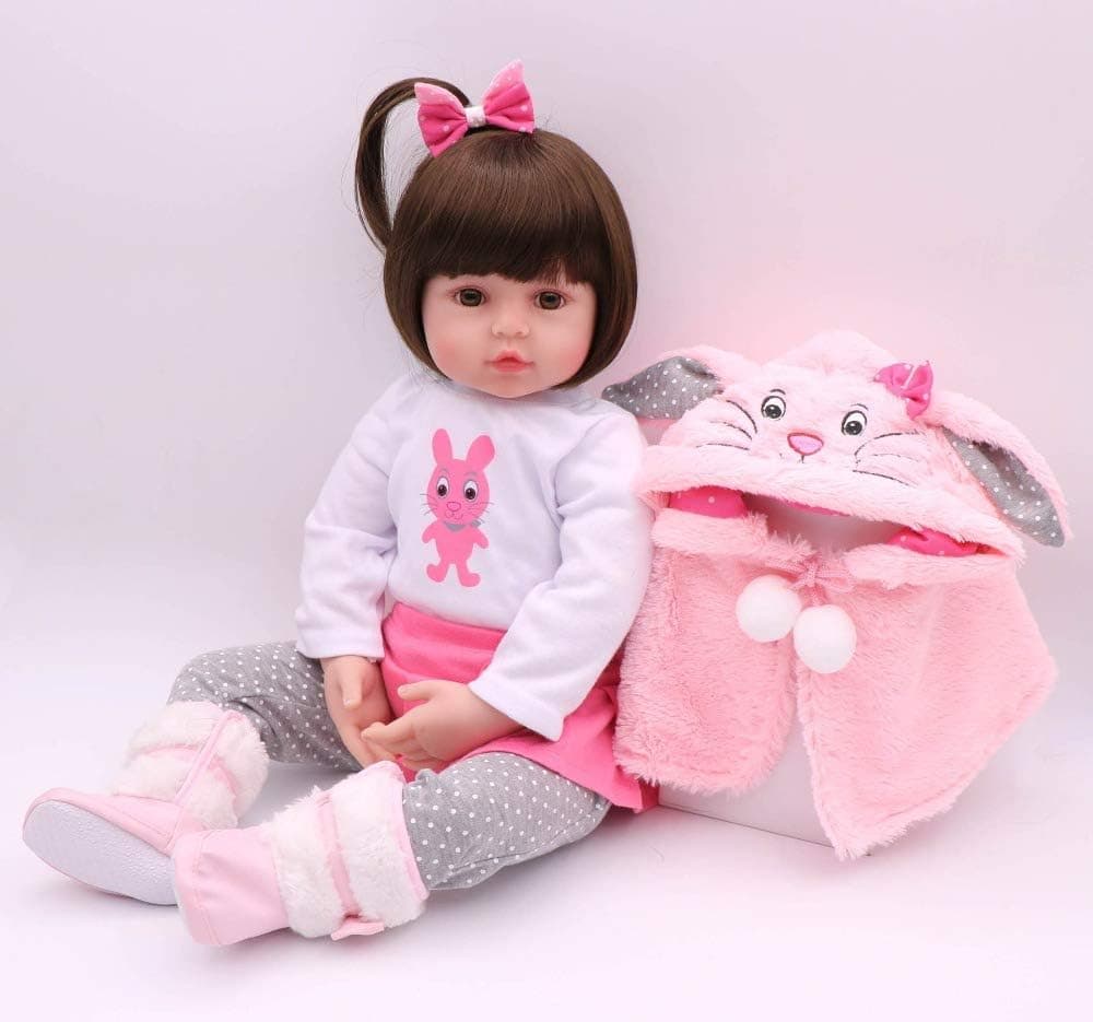 Pinky Real Life 18 Inch 45 cm Soft Dolls Reborn Baby Girl Realistic Look Newborn Doll Toddler Reborns Silicone Babies Doll Toy (M)
