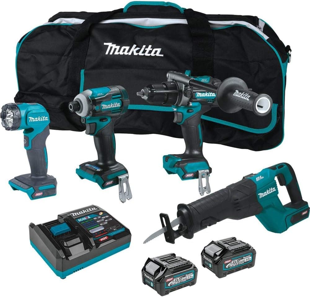 Makita GT401M1D1 40V Max XGT Brushless Lithium-Ion 1-1/4 in. Cordless Reciprocating Saw 4-Tool Combo Kit (2.5 Ah/4 Ah)
