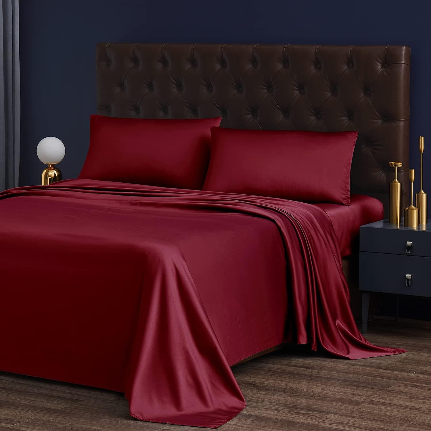 Baceight Queen Bed Sheets Set Extra Soft Breathable & Cooling Wrinkle Free Queen Size Sheet Set Deep Pockets Wrinkle Free, Fade and Stain Resistant Hypoallergenic Red Sheets Queen Sheets Set