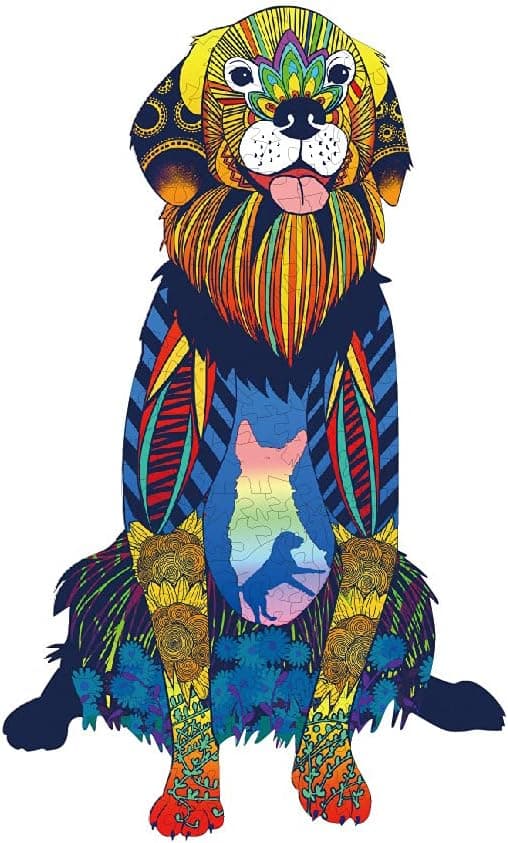 Wooden Puzzle for Adults, Large Size 196 Pieces Unique Animal Shaped Jigsaw Puzzles, Wood Laser Cut Animal Puzzle, Family Game Best Gifts for Adults Teens Kids (9.4 x 15.6 inch - Golden Retriever)