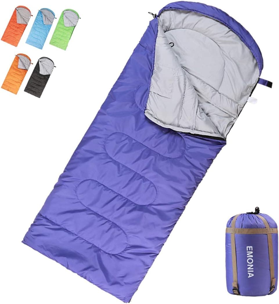EMONIA Camping Sleeping Bag, 3-4 Season Waterproof Outdoor Hiking Backpacking Sleeping Bag Perfect for Traveling,Lightweight Portable Envelope Sleeping Bags for Adults, Girls and Boys