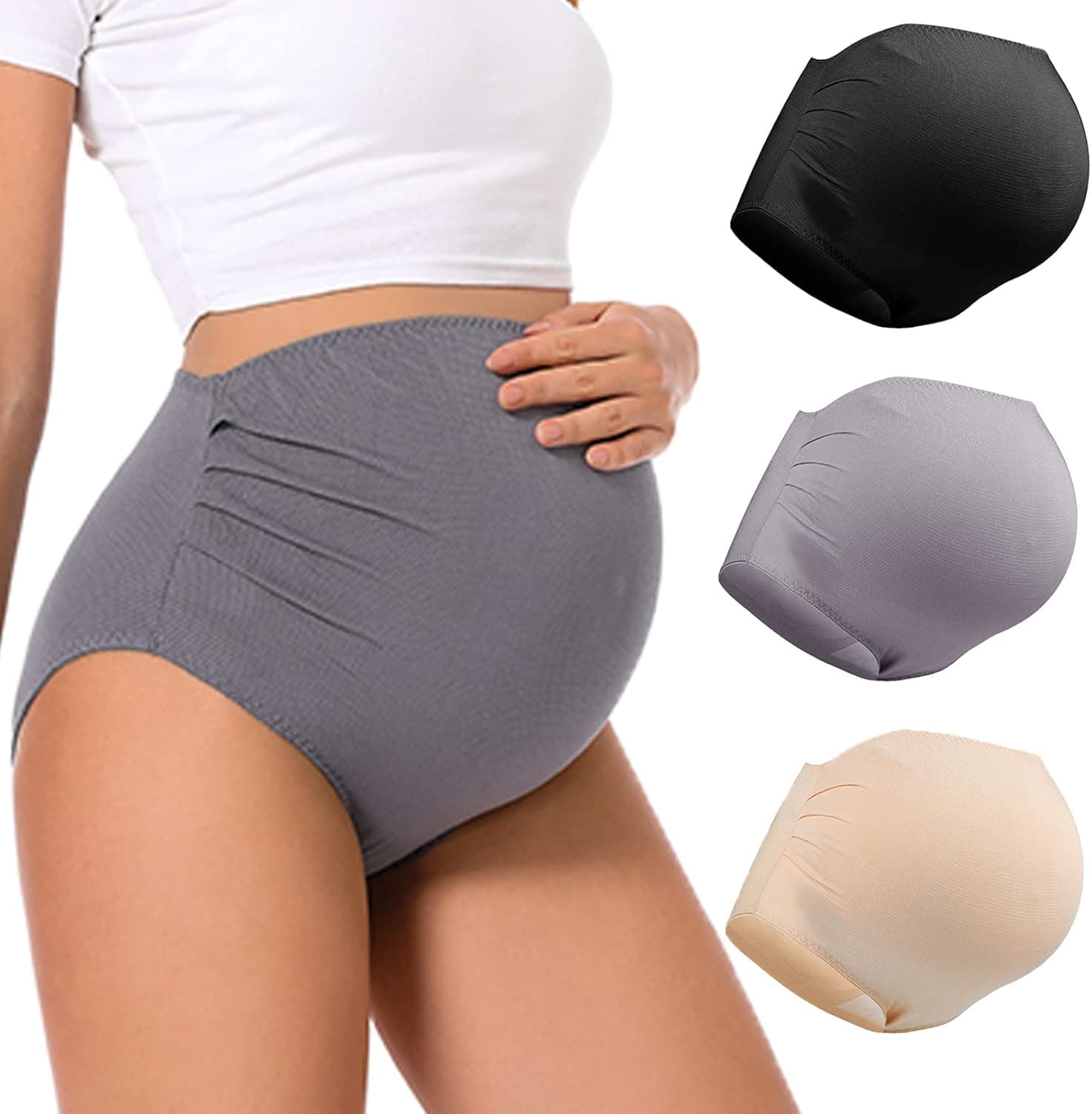 MOMATE Maternity Underwear Over Bump High Waist Full Coverage Pregnancy Panties Belly Support Maternity Clothes for Women