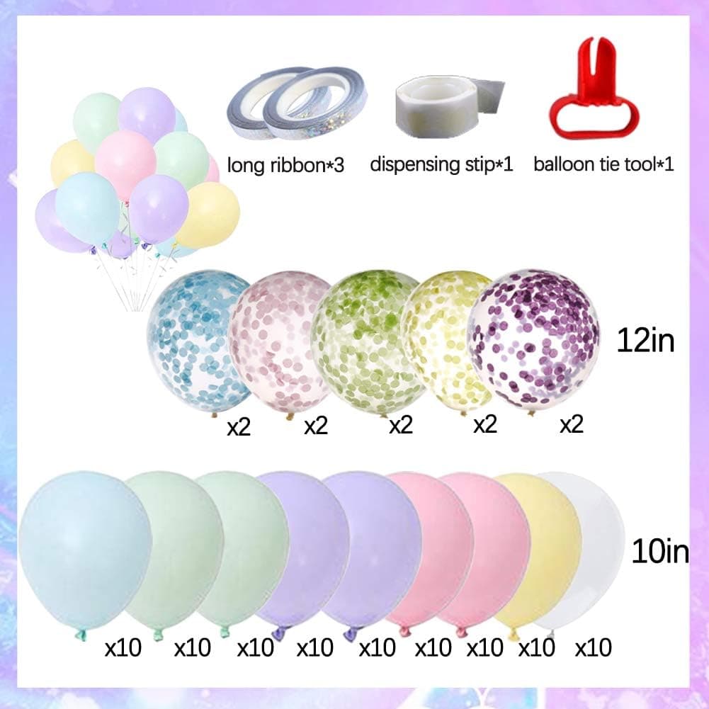 100 Pcs Party Pastel Latex Balloons Macaron Candy Colored Latex Balloons Confetti Balloon Assorted Rainbow Balloons for Wedding Kids Unicorn Birthday Party Baby Shower Party Supplies Arch Balloon Decorations