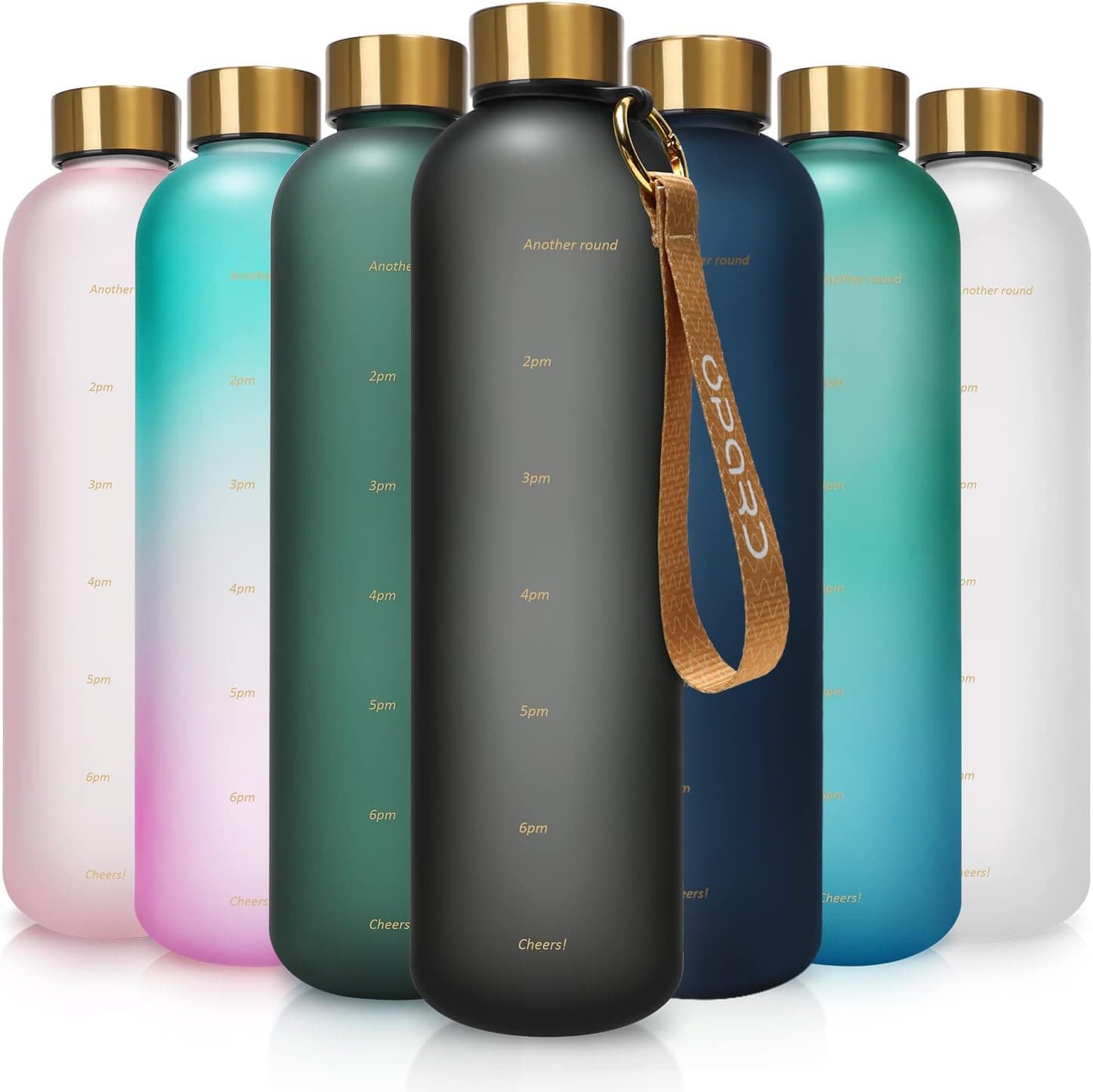 Opard 32oz Motivational Water Bottle with Time Marker to Drink, Reusable Plastic Bottle with BPA Free Tritan for Gym and Sports