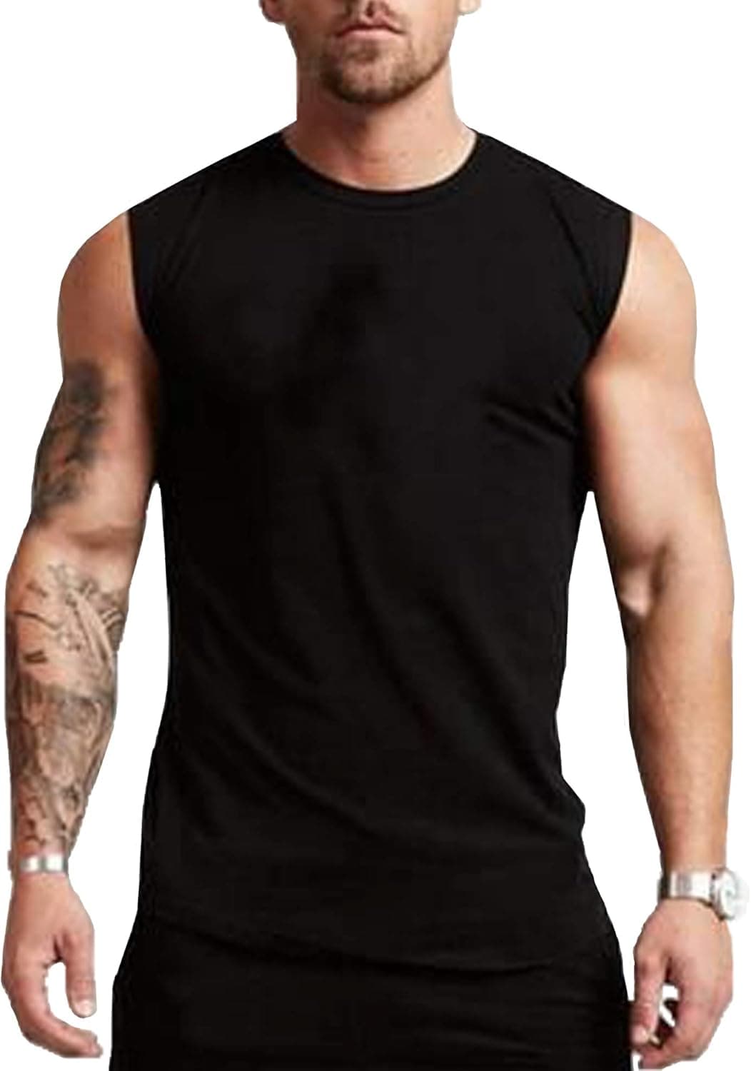 Pacinoble Apparel Mens Casual Premium Jersey Tank Top Shirt for Yoga Black