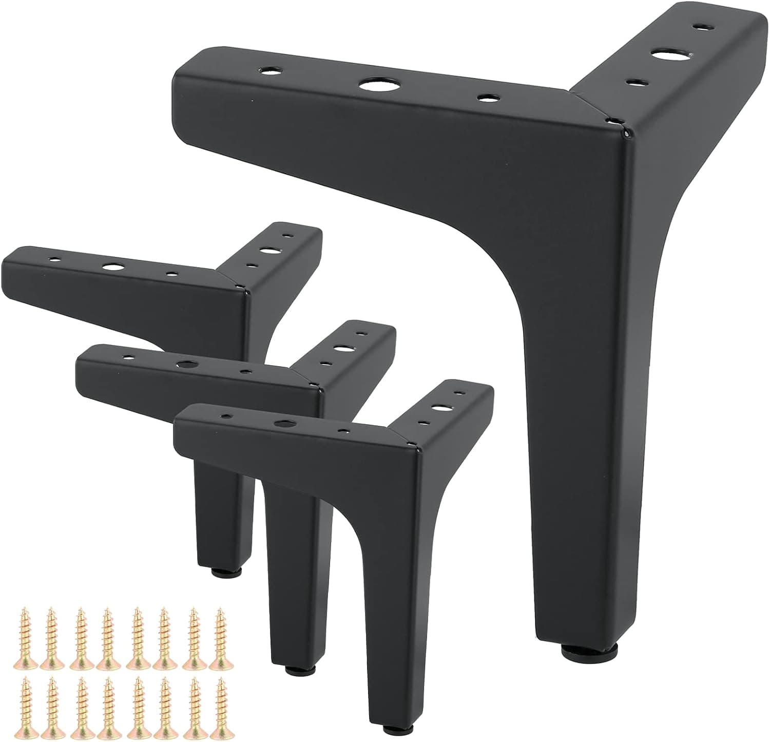 weyleity 4PCS Metal Furniture Legs, Modern Furniture Sofa Legs Black Triangle Feet for Couch Table Chair Cabinet Cupboard (6 inch Height)