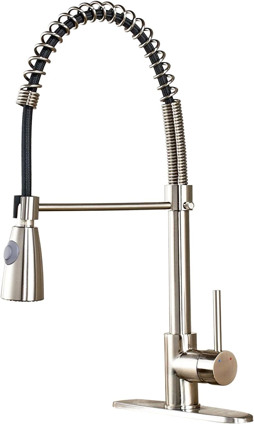 Rozin Two-Water Model Pull Down Spray Kitchen Sink Faucet with 10" Escutcheon Brushed Nickel