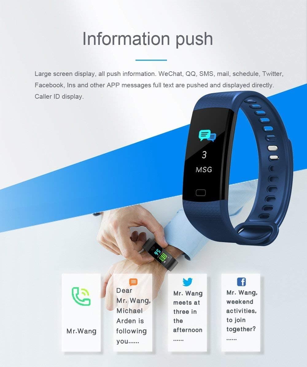 ZOESON Sport Smart Bracelet,Smart Wristband Waterproof Pedometer Activity Tracker with Sleep Monitor, Heart Rate Monitor,Message/Call Reminder, Blood Pressure/Oxygen Measurement (Black)