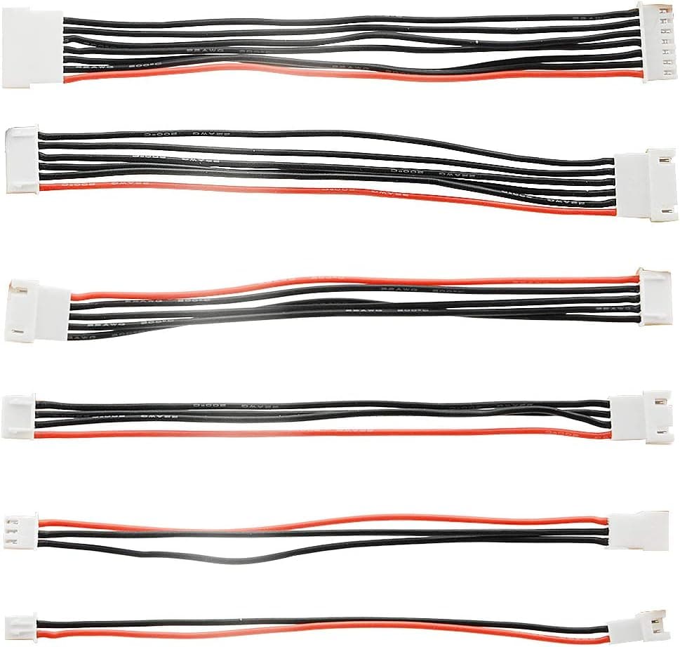 WMYCONGCONG 18 PCS 1S 2S 3S 4S 5S 6S Battery Balance Charger Silicone Wire Extension Lead Battery Wire Balance Leads Extension Cable for JST-XH Connector Adapter Plug