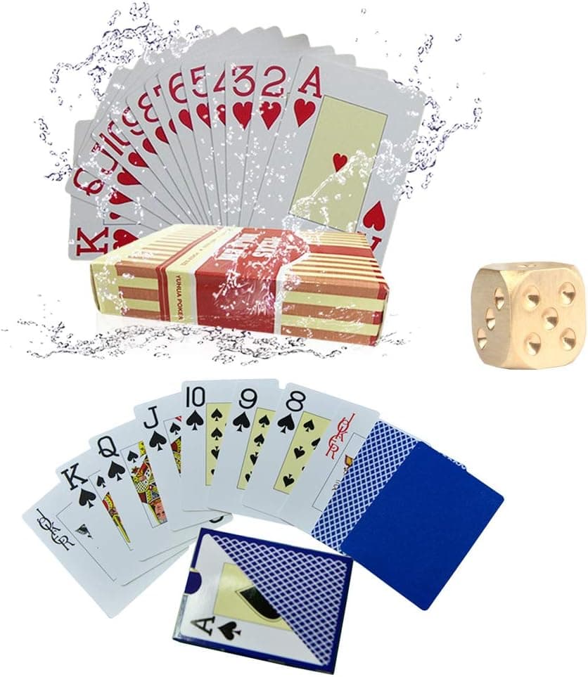 Playing Cards, Poker Size, Waterproof Large Print Jumbo Index, Linen Finish Surface,Blue and Red
