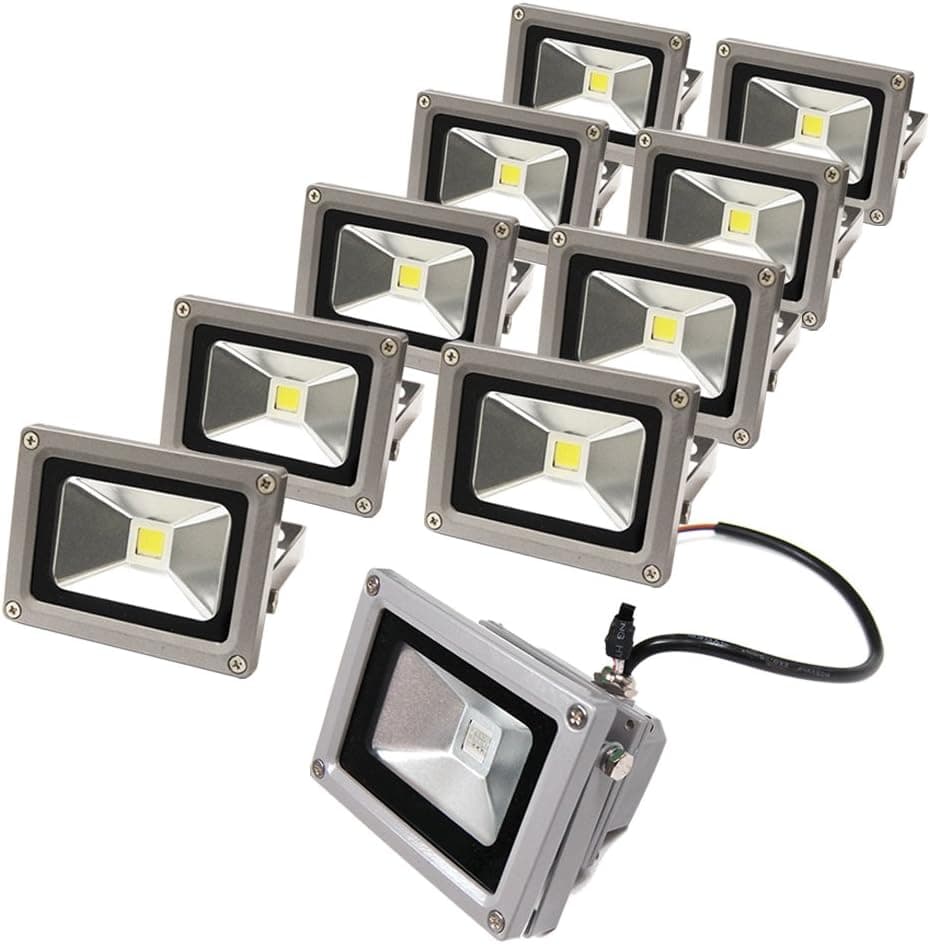eTopLighting LEF120V10DL-10P 10 Pack Outdoor 10W 120V LED Flood Light Energy Saving Security Lamp 700 lm Waterproof IP65 Fixture
