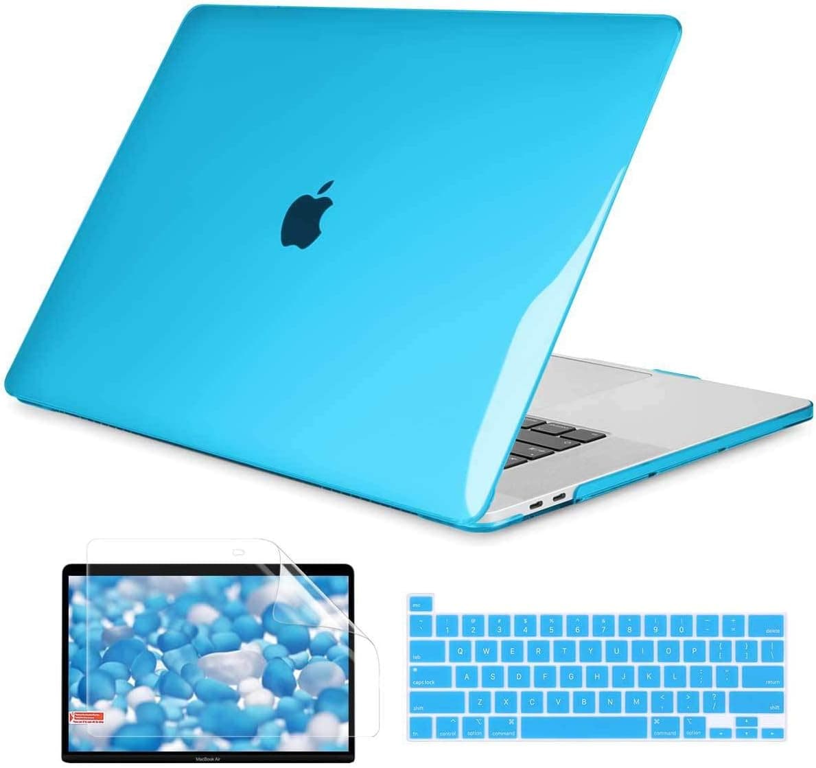 Dongke MacBook Pro 16 inch Case A2141 (2020 2019 Release), Hard Shell Case with Keyboard Cover & Screen Protector for MacBook Pro 16" with Touch Bar and Touch ID, Crystal Sky Blue