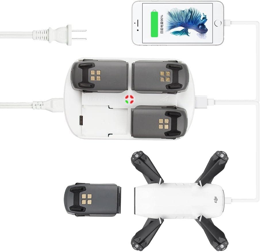 RCstyle Spark 6 in 1 Intelligent Rapid Battery Charger Hub Dock Compatible with DJI Spark Drone