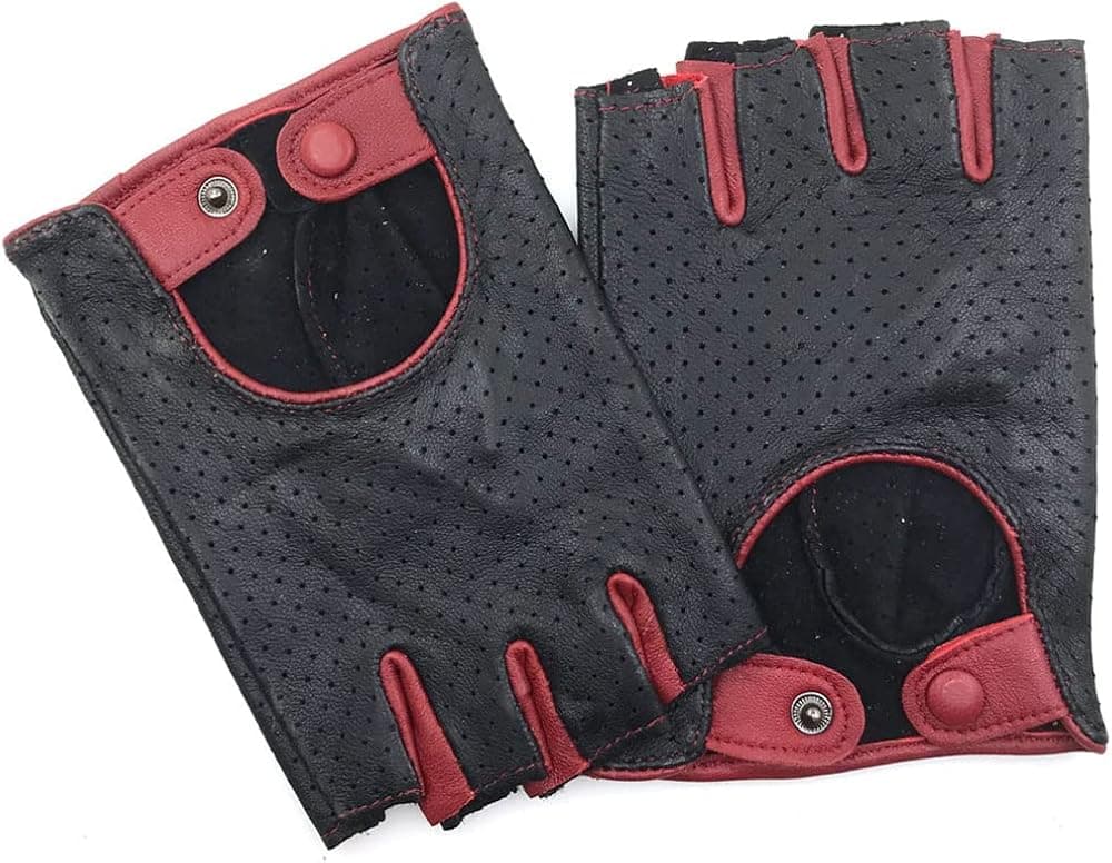 ZLUXURQ Womens Full Mesh Fingerless Leather Gloves Half Finger Driving Gloves