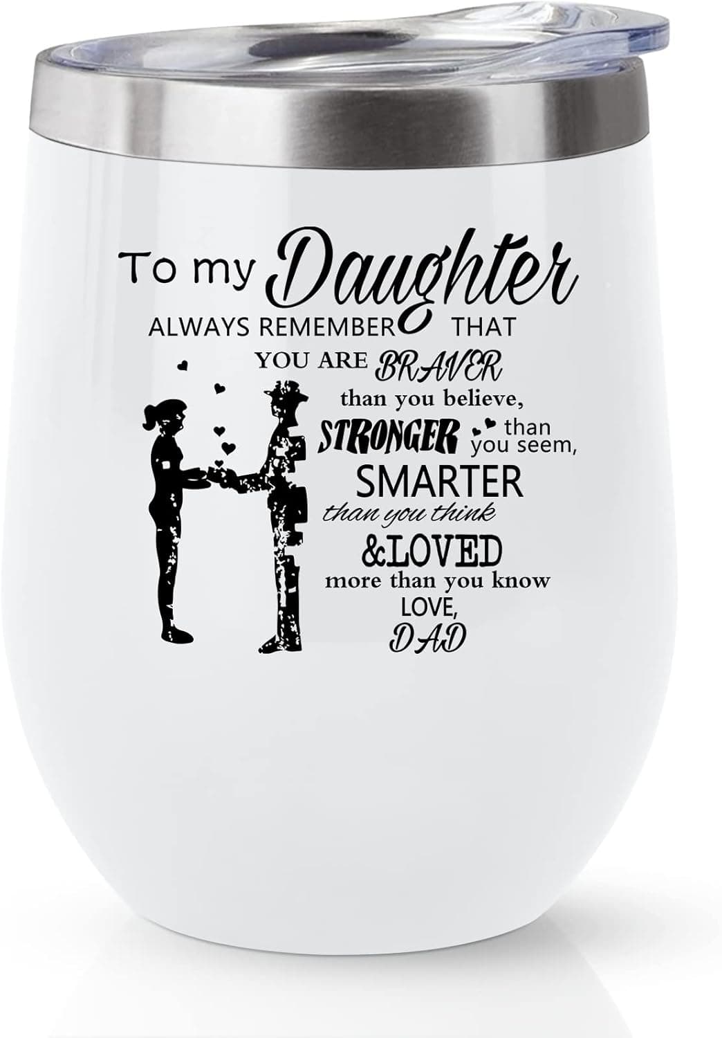 CVROY Daughter Gift from Dad Tumbler 12oz - to My Daughter Mug - Daughter Gifts Stainless Coffee Cups - Christmas, Birthday, Wedding, Graduation, Valentine's Day Gift for Daughters Women from Father