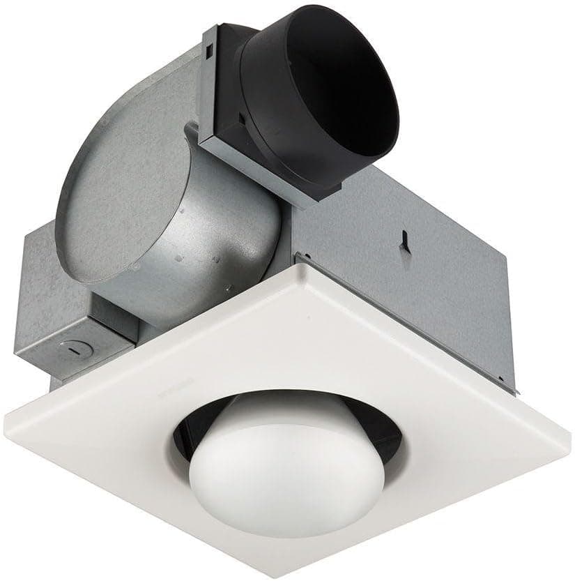 9417DN, Nutone 70 CFM Heat-A-Vent Bathroom Fan with One-Bulb Lamp Heater for 4" Duct