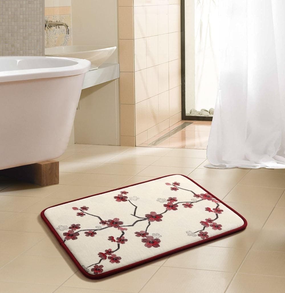 Luxurious Memory Foam Bath Rug, Red Sadie Pattern, 20"x30"