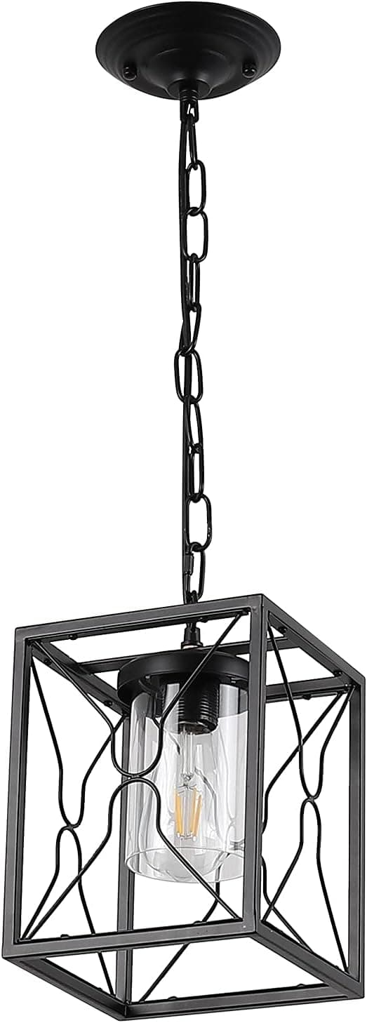Farmhouse Pendant Light Fixtures Hanging Ceiling Lights Black Metal Industrial Kitchen Island Lighting Adjustable Metal Chain for Dining Room Bedroom Entryway Foyer Ceiling Lights