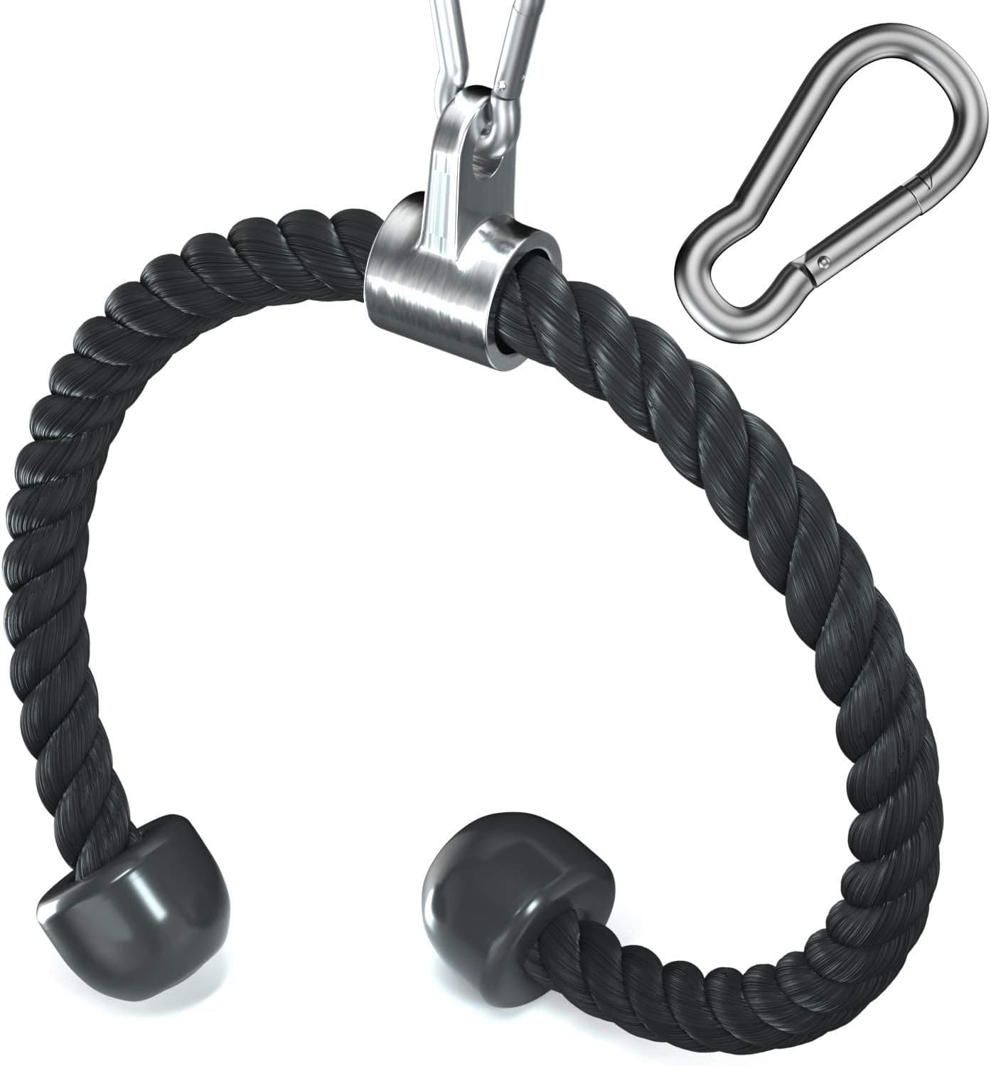 allbingo Heavy Duty Tricep Rope Compatible with Bowflex Pulldown Cable Machine, Durable Solid Nylon Rope Attachment with Carabiner for Home Gym Pull Down System