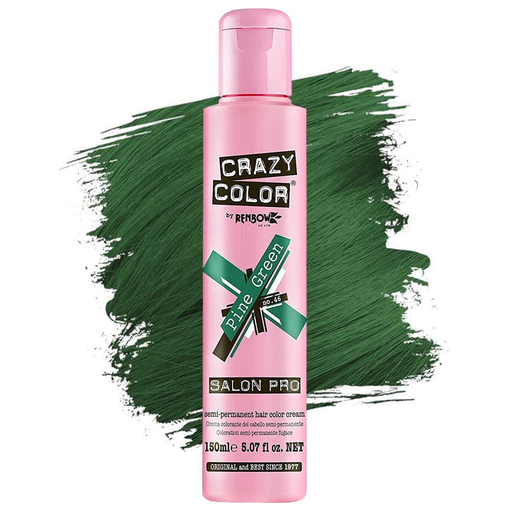Crazy Color Hair Dye - Vegan and Cruelty-Free Semi Permanent Hair Color - Temporary Dye for Pre-lightened or Blonde Hair - No Peroxide or Developer Required (PINE GREEN)