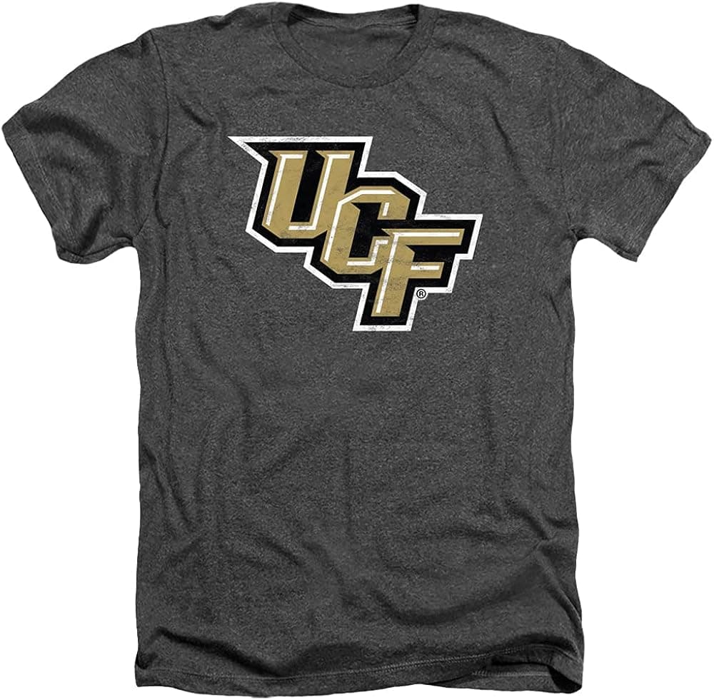 University of Central Florida UCF UCF Knights Official Distressed Primary Logo Unisex Adult Heather T Shirt,Charcoal Heather, Medium