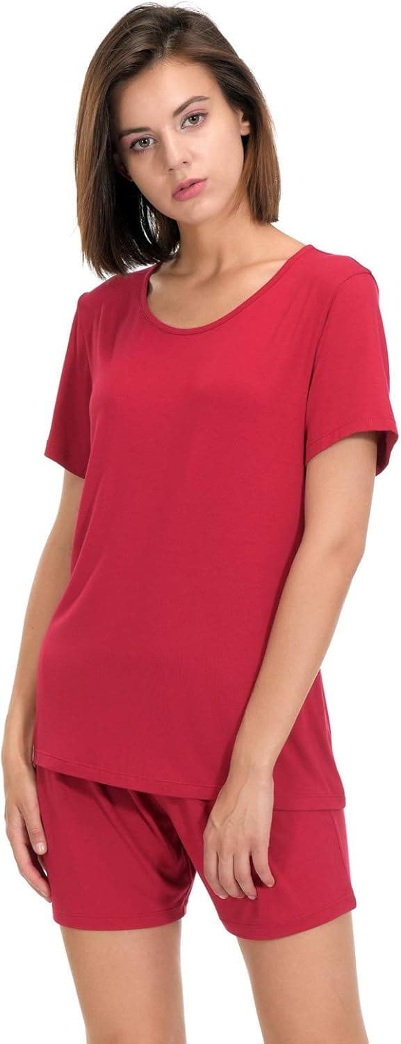 Indefini Women's Shorts Pajama Set Short Sleeve Sleepwear Nightwear Pjs Set S-2XL