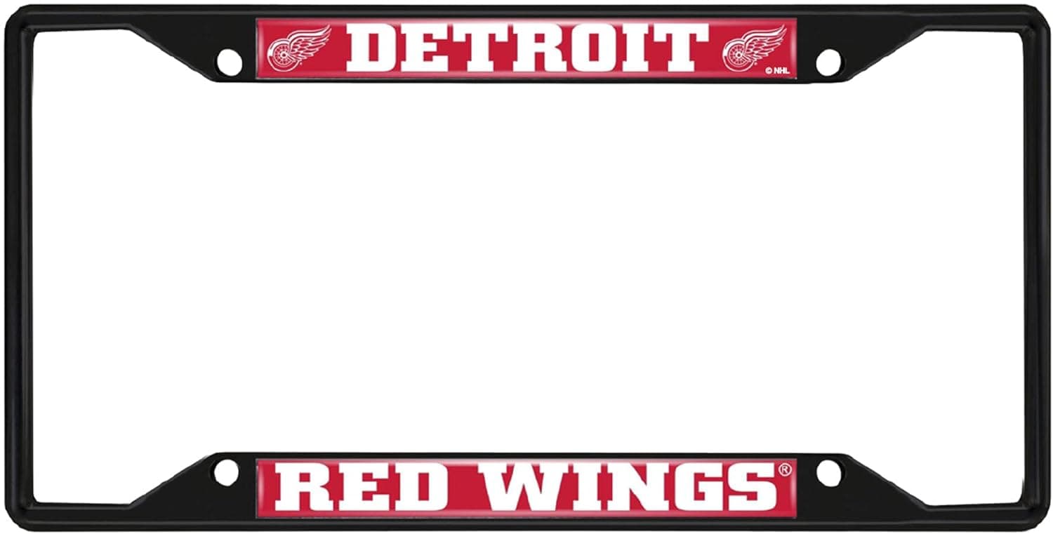 FANMATS 31381 Detroit Red Wings Metal License Plate Frame Black Finish