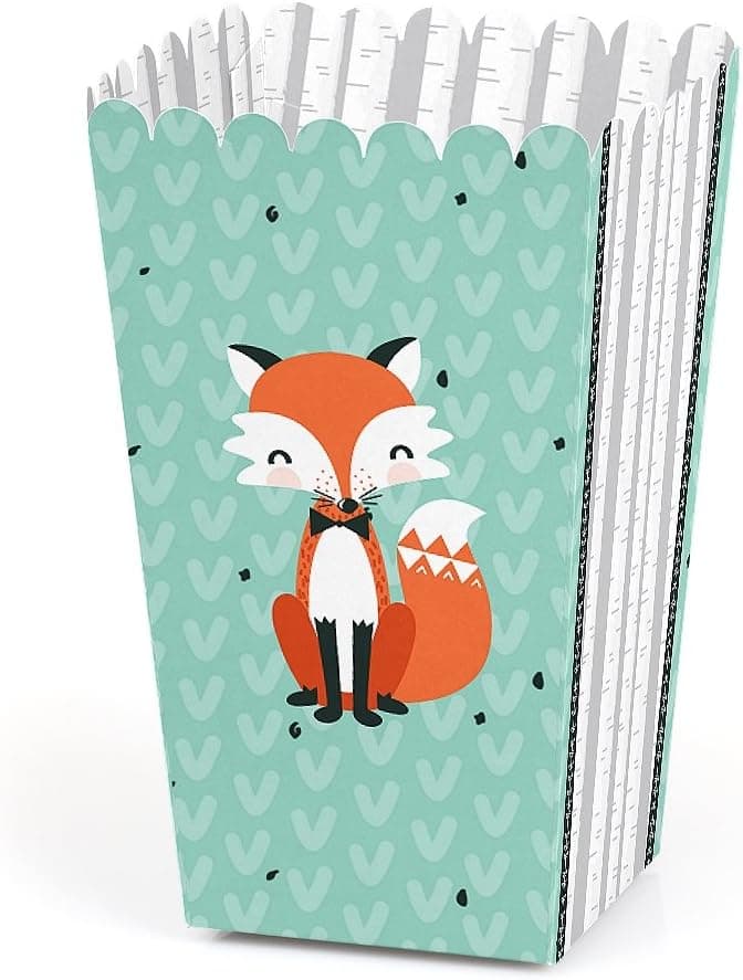 Mr. Foxy Fox - Baby Shower or Birthday Party Favor Popcorn Treat Boxes - Set of 12