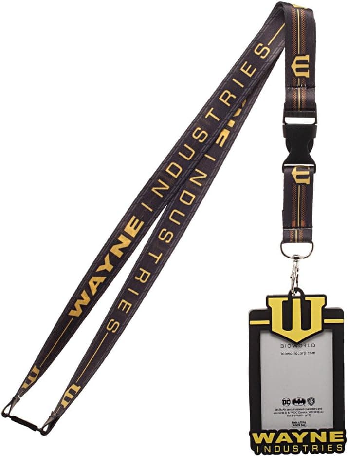 Batman Wayne Enterprises Lanyard Keychain ID Holder,Black,One Size