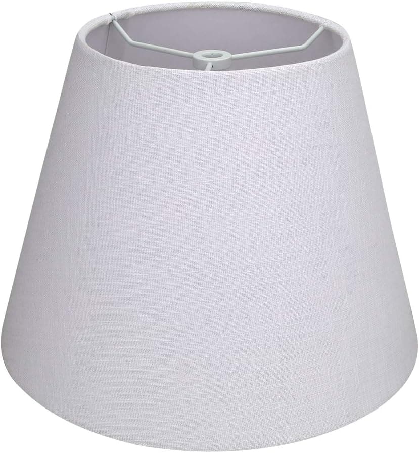 ALUCSET Small Lamp Shade, Barrel Fabric Lampshade for Table Lamp and Floor Light, 6x10x7.5 Inch, Natural Linen Hand Crafted, Spider Diameter 0.4 Inch (Bright White)