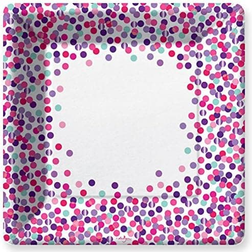 Confetti Toss-Pink Dinner Paper Plates